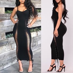 Black Lace Me Up Dress